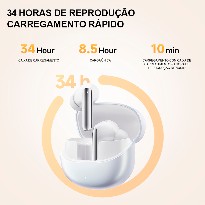 Fone de Ouvido QCY HT08 Melobuds Pro ANC Sem Fio Bluetooth 5.3, IPX5. Som 360º, Hi-Fi, Modo Transparência