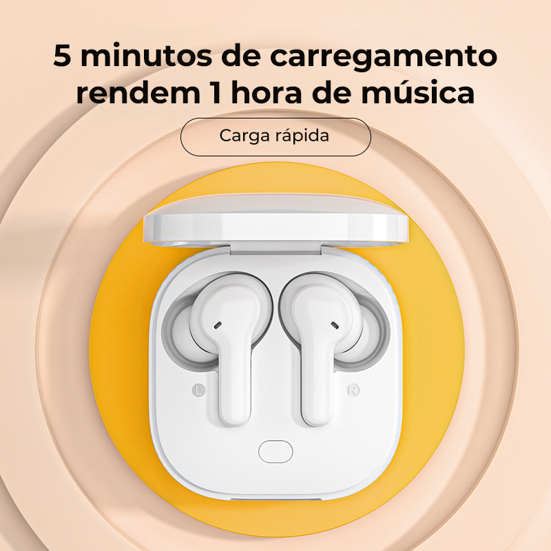 Fone de Ouvido QCY T13 ENC, Sem Fio Bluetooh 5.1, 4 Microfones Integrados