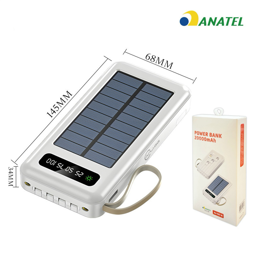 Power Bank Solar 20.000mAh 5 em 1