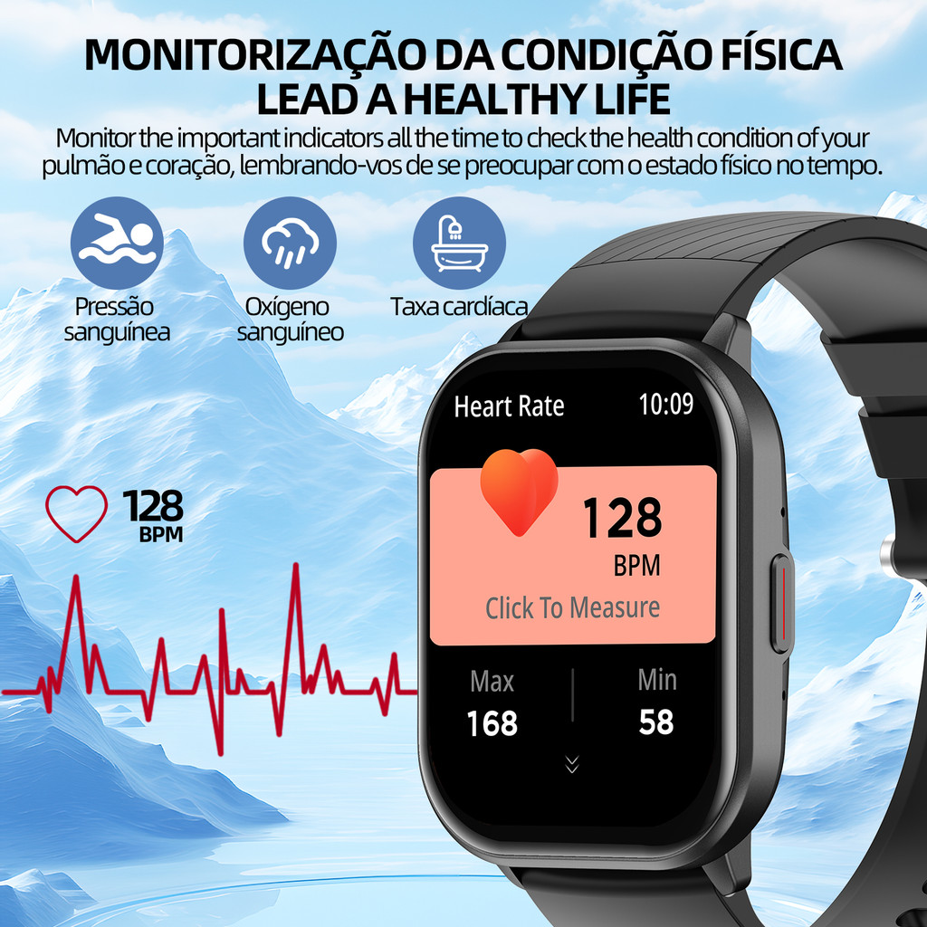 Bettdow Relógio inteligente /chamada de voz/IP68 à prova d'água/monitoramento de frequência cardíaca