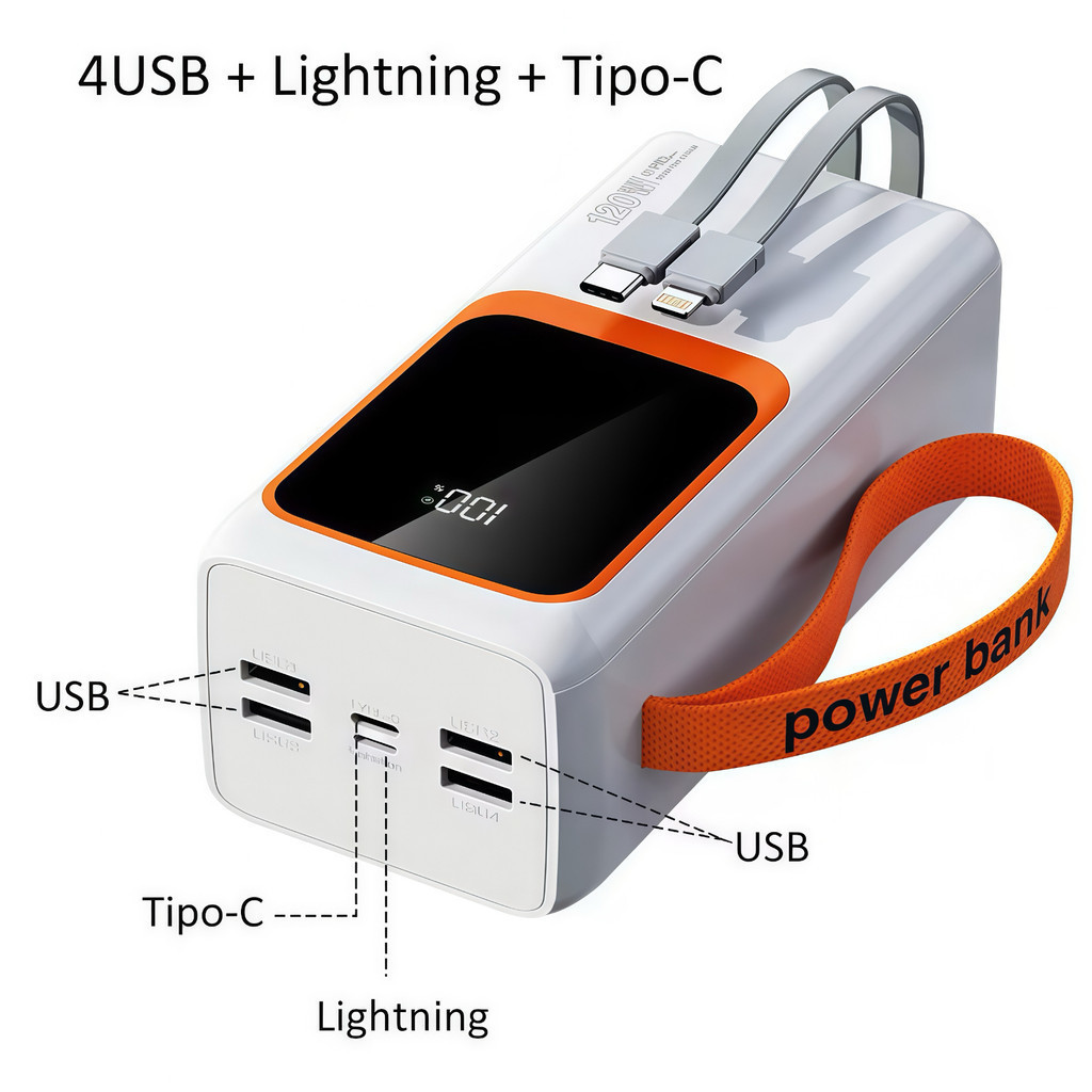 Carregador Portátil Power Bank Grande 50000mah Turbo 22.5W PD Rápido alex